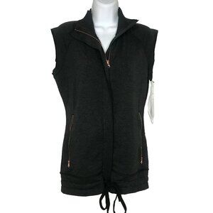 We Are Sundays The Path Fleece Zip Vest Size M Heather Black Back Pocket